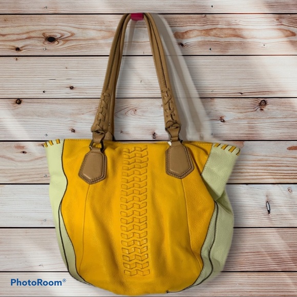 orYANY Handbags - OrYany Leather Bag NeverFull Cream Pebble Yellow